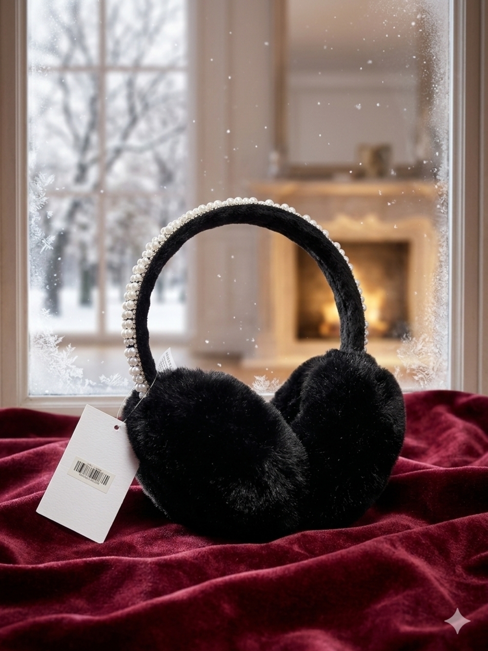 Luxury Faux Fur Earmuffs with Pearl Embellished Headband - NWT